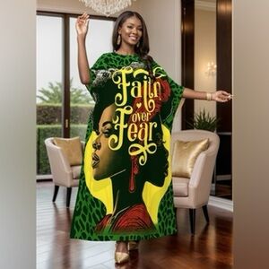 Faith Over Fear  Graphic Kaftan Dress